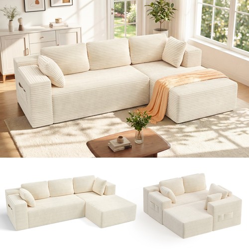 Cream velvet corner - velvet, 3