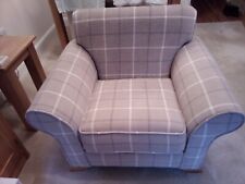 House of Fraser latte check pattern Arm Chair, 4 sturdy wooden feet