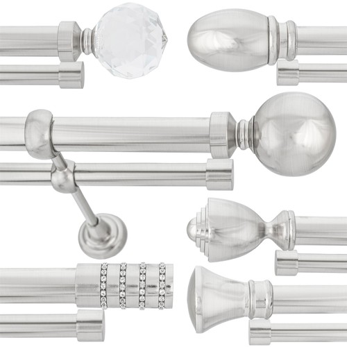 Double metal curtain pole set - metal,