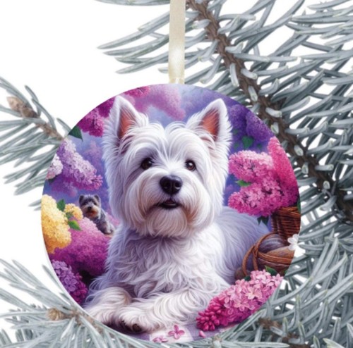 Westie dog hanging bauble gift - westie,