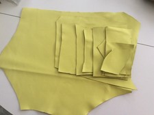 Bundle yellow leather scraps - soft leather with flat grain, matter finish - 2mm