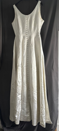 Ivory satin wedding dress - ivory,