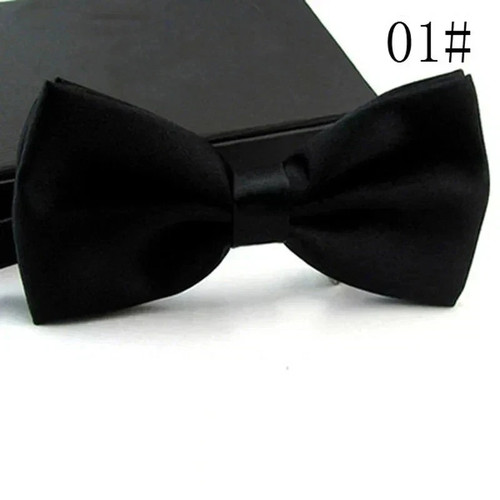 Black bow tie adjustable satin - bow,