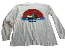 VTG Jensen Activewear LR Tshirt White Made in USA Osprey 2 Fishing Boat Gorpcore