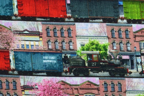 Steam train fabric quilting - train, fabric,
