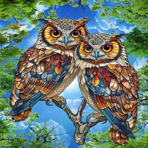Large owl design - design, suncatcher