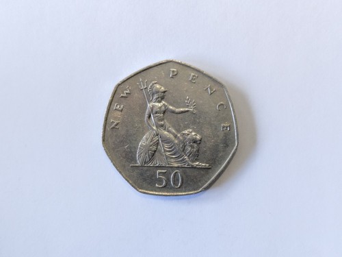 Old 50p coin - uk, –