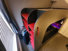 High Sleeper Pod Bed Small Double Gaming Bed With Sofa Bed Built In Desk,