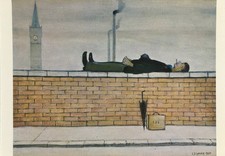 VINTAGE POSTCARD L.S. LOWRY MAN LYING ON A WALL UNPOSTED (#J1)