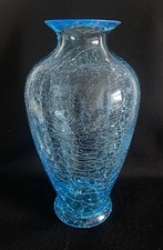 Toyo Blue Crackle Glass Vase