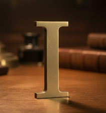 Solid Brass Self Adhesive Letter I 4.5cm Gold Alphabet For Wall & Home Sign New