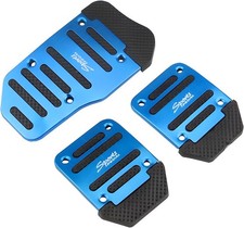 CGEAMDY 3PCS Blue Manual Car Pedal Pads Set Universal No Drill Non-Slip Kit