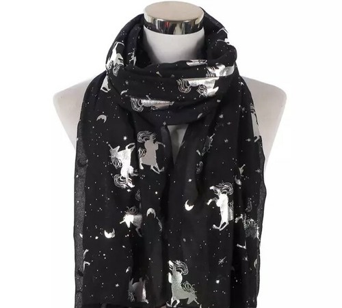 Silver unicorn glitters scarf - silver,