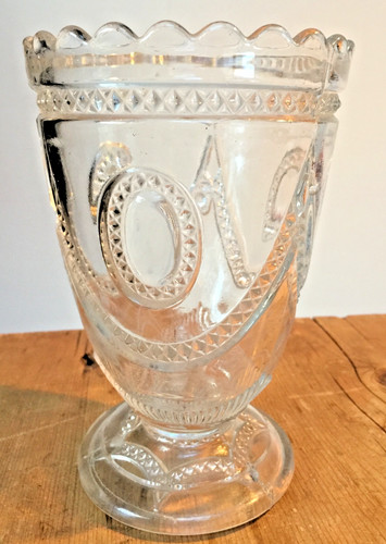 Clear depression glass vase - clear,
