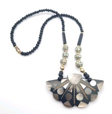 Abalone Inlay Pendant Necklace Vintage In The Manner Of Lee Sands 21in