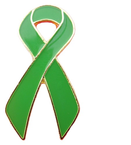 Green awareness ribbon pin - awareness,