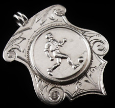 Sterling Silver Pocket Watch Fob Medal, FOOTBALL Vaughton & Sons Birmingham 1907