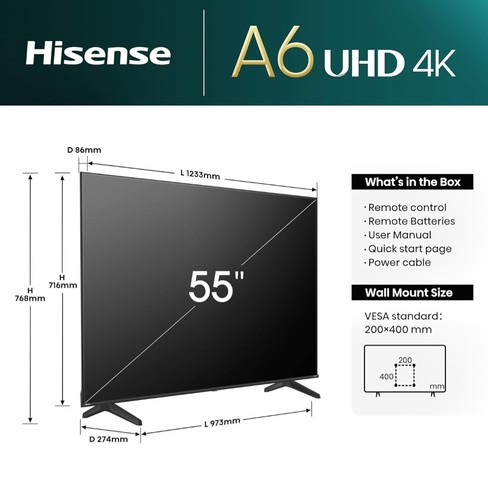Hisense 55a6ntuk smart 4k - 55",
