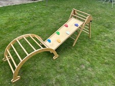 Montessori Wooden Climbing Frame for Kids - triangle, ramp semi circle 
