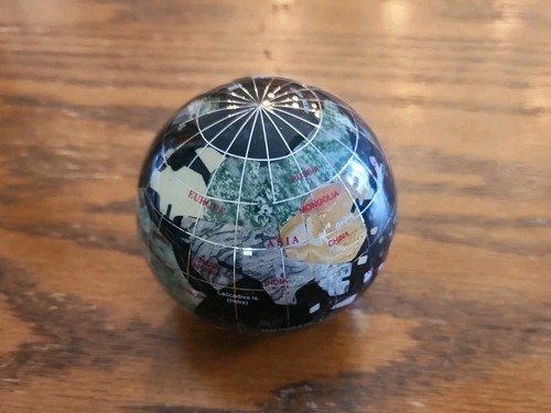 Vtg black stone inlay globe - black,