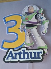 Buzz light year cake topper, Toy Story, personalised, Double Sided. 