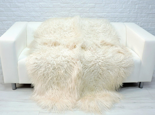 White quad mongolian - white, curly