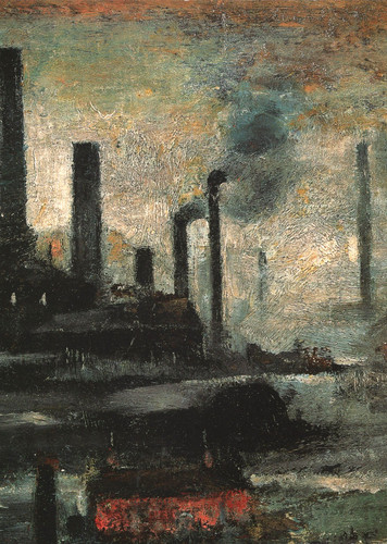 Lowry brushwork landscape - brushwork, in