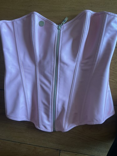 Pink leather overbust - pink,