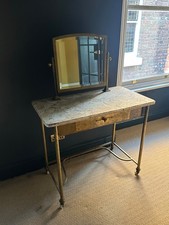 1950's ITALIAN SOLID BRASS SOLID MARBLE TOP VANITY
