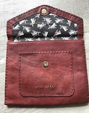 Ted baker  oiled leather clutch bag chestnut brown - fun French bulldog lining