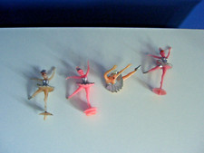 Vintage 1970s Ballerina Dancers Cake Toppers Plastic Retro Silver Dress