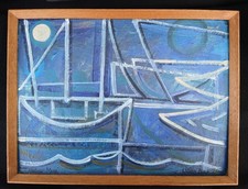 Original vintage abstract surreal seascape  painting on board William Black