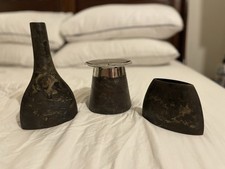 Preowned 3 Piece metal Vase & Candle Holder, Indian, Great Condition