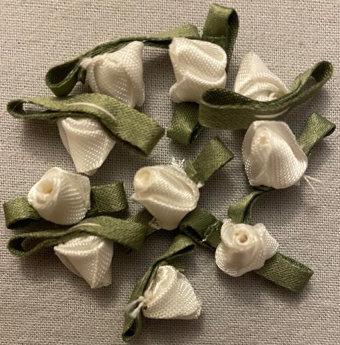 Small ivory ribbon rosebud - small,