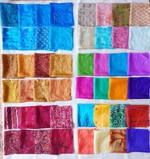 AMZ 48 Pcs Sari Silk Fabric