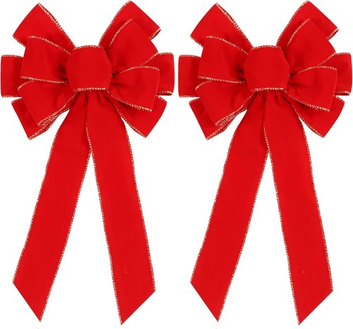 Pack red christmas bows - christmas,