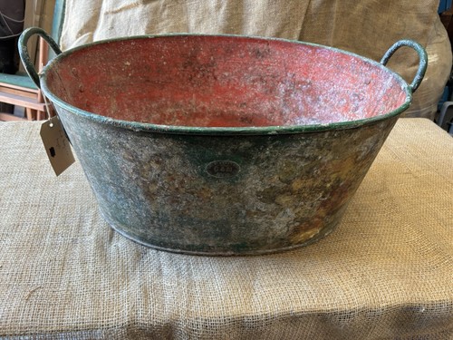 Antique galvanised oval wash - galvanised,