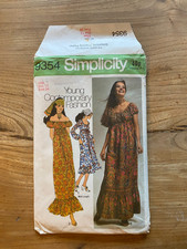 Simplicity Misses Dress Vintage 1970s Sewing Pattern Size 12 Bust 34 9354