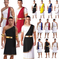 Men Greek Toga God Costume Adult Roman Deluxe Halloween Cosplay Ancient Robe