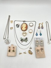 Vintage Mixed Jewellery Lot Rings Brooches Earrings Necklaces Bundle