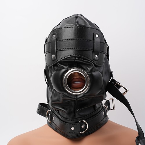 Leather hood gimp mask - pu,