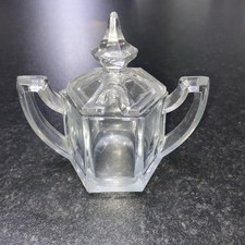 VINTAGE GLASS SUGAR BOWL WITH
