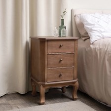 Dark Wood 3 Drawer Bedside