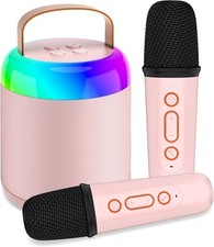 Portable Kids Karaoke Machines with 2 Microphones for Girls with LED Party Light