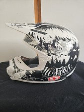 Rare No Fear Prime Evolution MX Helmet Medium Black White Skull Motocross Enduro