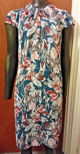 Jorli Women's Cap Sleeve Dress Teal Multi Floral UK 10