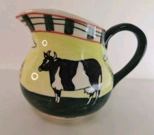 Hand Painted Milk Jug - Friesian Cow - Studio Rustic Art Pottery-Dairy Farm