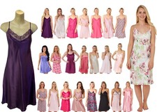 Ladies PLUS SIZE 8 - 38 Pink Purple Satin Sexy Chemise Nightshirt Nightie Slip