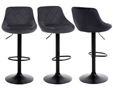 SET OF 3 OR 4 BLACK Velvet Bar stools Matt Black Metal  3 OR 4 CHAIRS OPTION