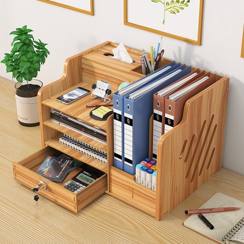 Wooden office desk organiser - wooden,